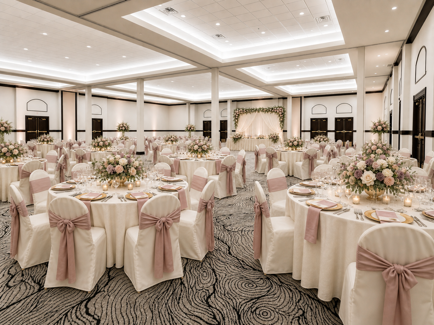 Wedding reception decor detail at Sandhills Convention Center