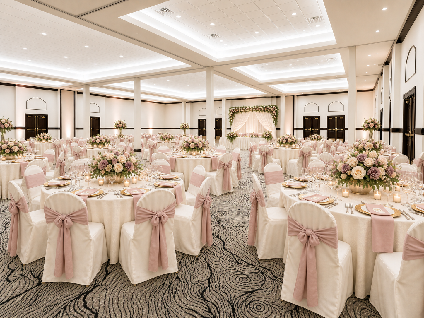 Wedding reception setup at Sandhills Convention Center
